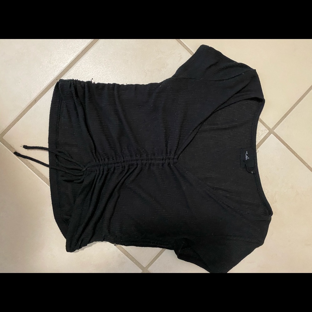 Urban Outfitters Black Cropped String Tie Crop Top
